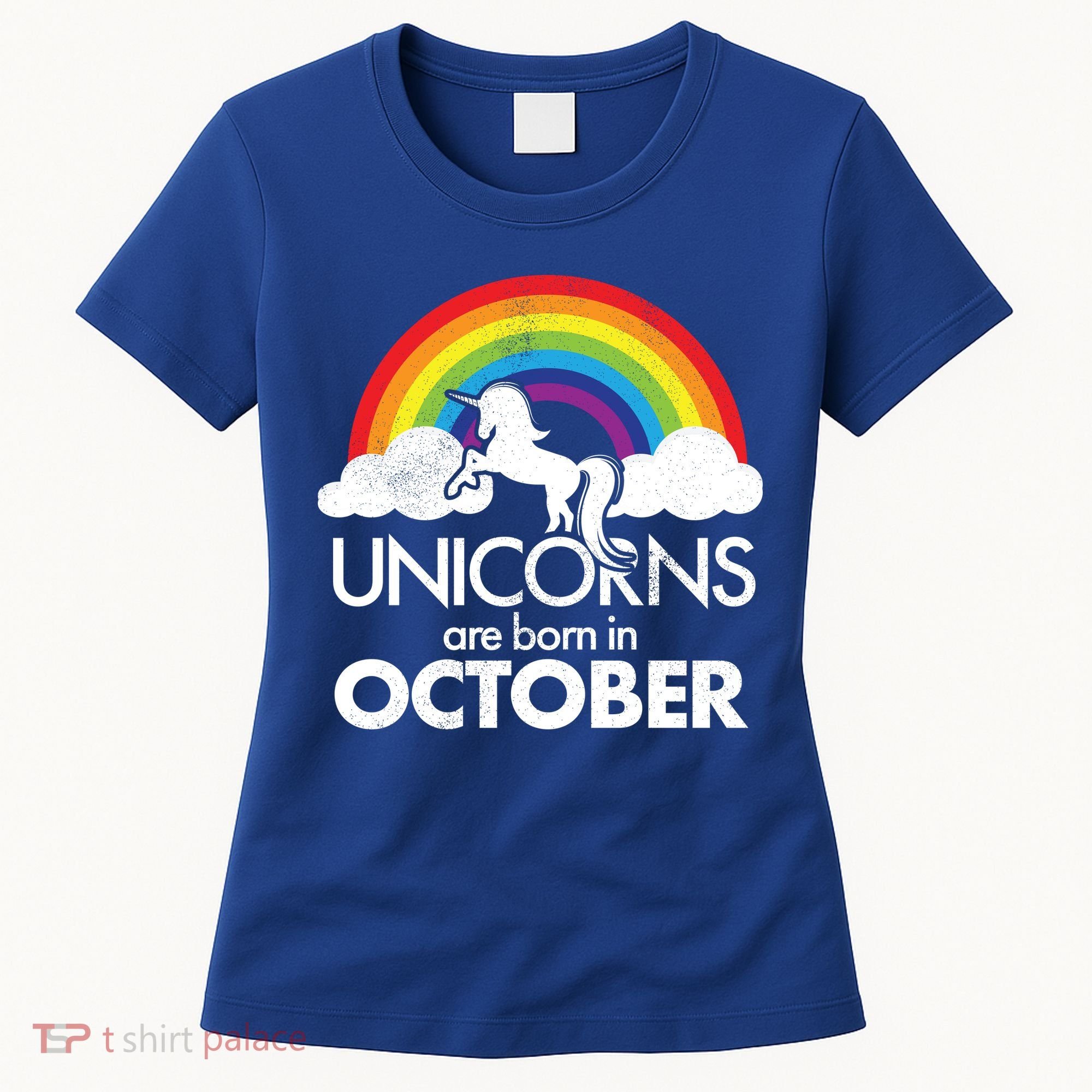 Unicorns Are Born In October Rainbow Retro Women's T-Shirt