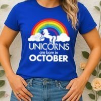 Unicorns Are Born In October Rainbow Retro Women's T-Shirt thumb 2