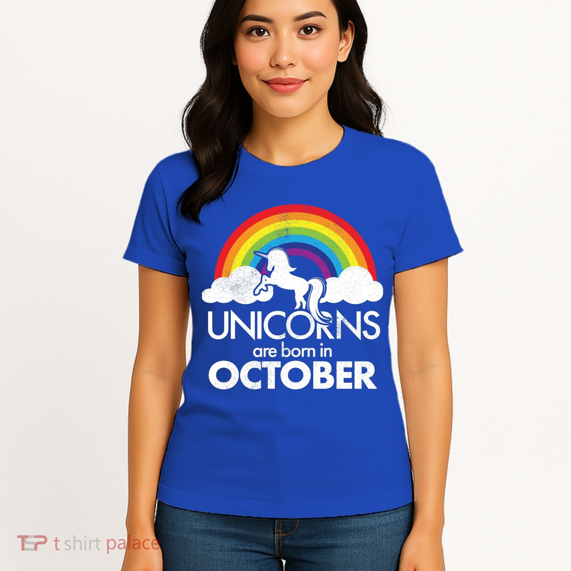 Unicorns Are Born In October Rainbow Retro Women's T-Shirt