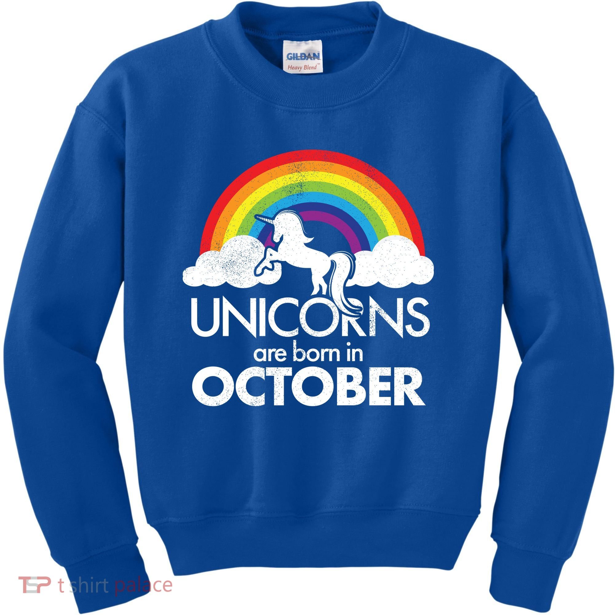 Unicorns Are Born In October Rainbow Retro Kids Sweatshirt