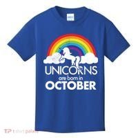 Unicorns Are Born In October Rainbow Retro Kids T-Shirt thumb 0