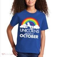 Unicorns Are Born In October Rainbow Retro Kids T-Shirt thumb 2