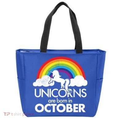 Unicorns Are Born In October Rainbow Retro Tote Bag