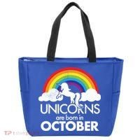 Unicorns Are Born In October Rainbow Retro Tote Bag thumb 0