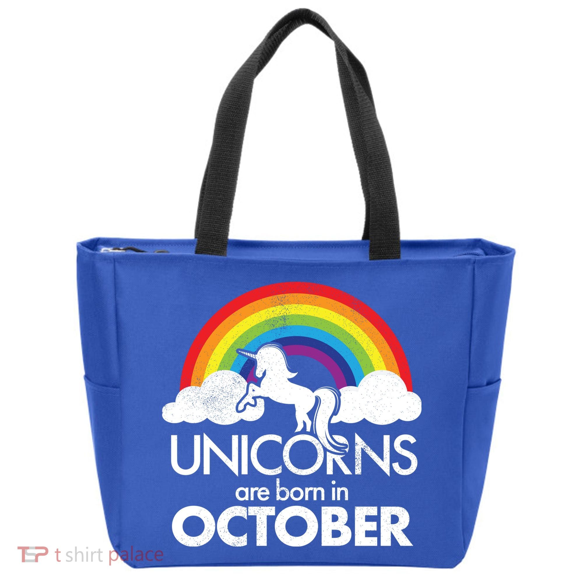 Unicorns Are Born In October Rainbow Retro Tote Bag