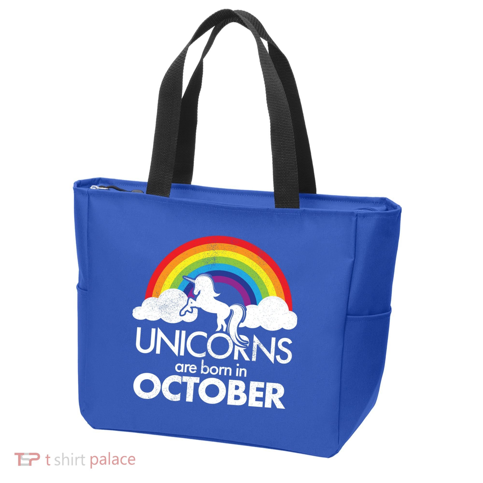 Unicorns Are Born In October Rainbow Retro Tote Bag