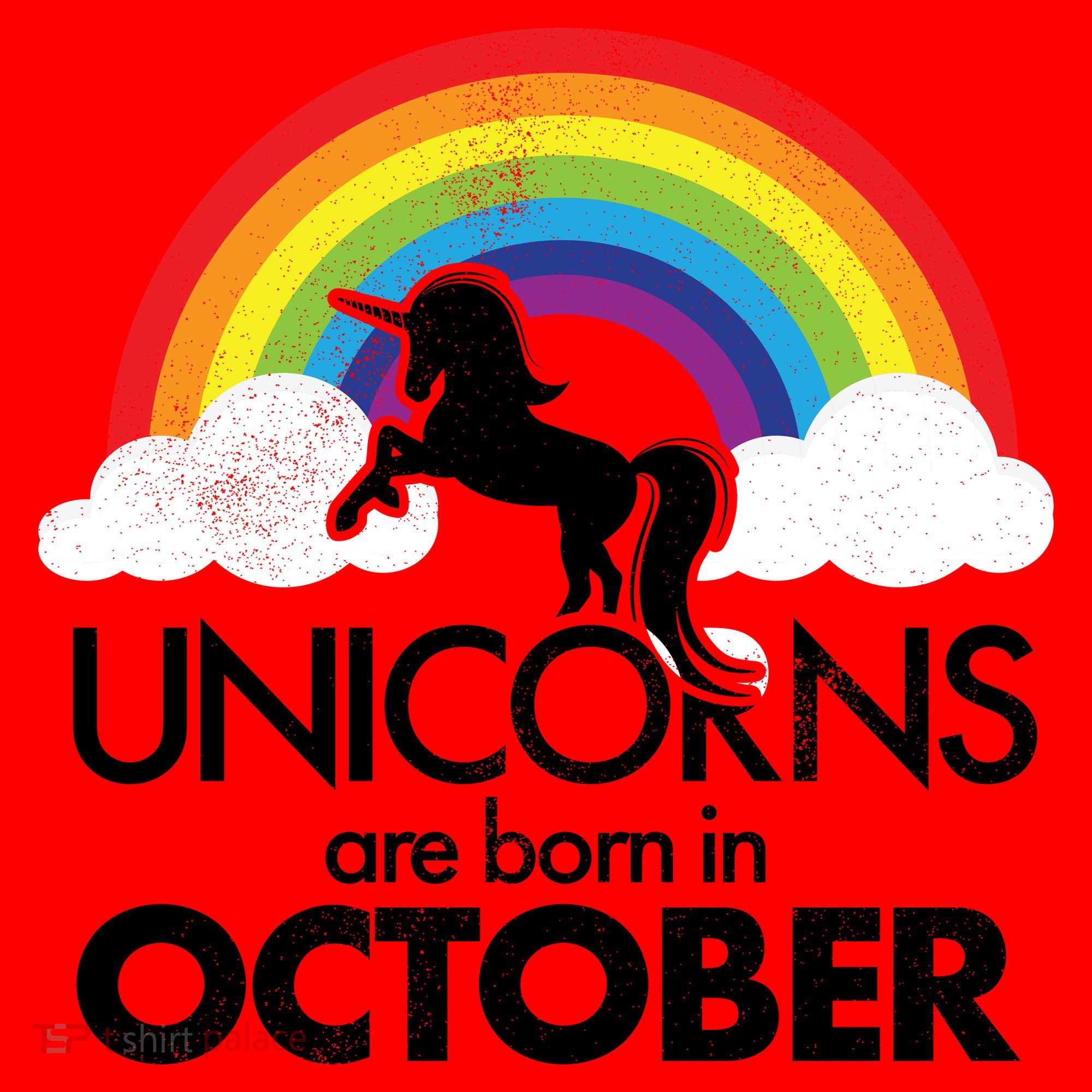 Unicorns Are Born In October Rainbow Retro Santa Hat