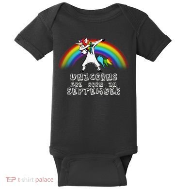 Unicorns Are Born In September Birthday Baby Bodysuit