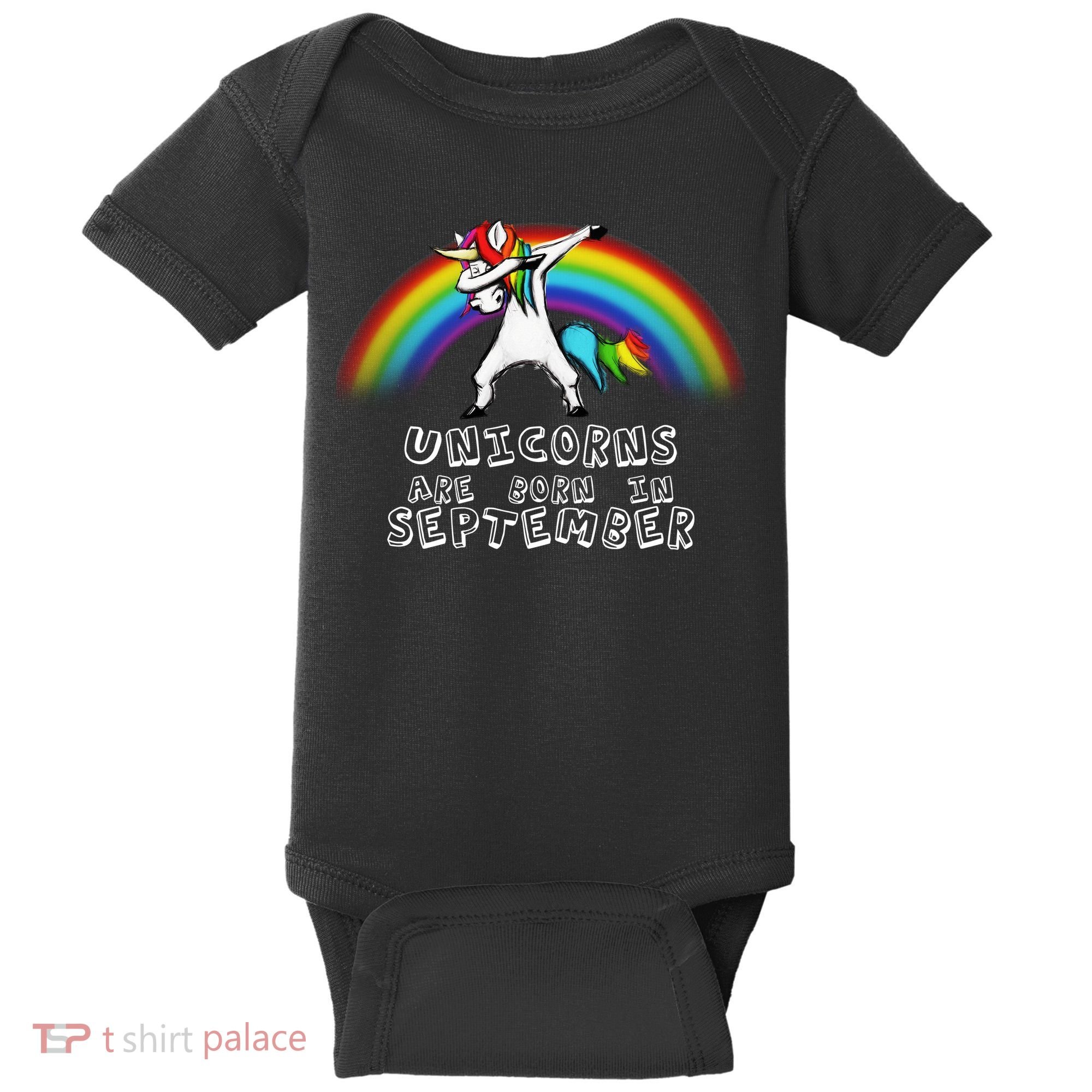 Unicorns Are Born In September Birthday Baby Bodysuit