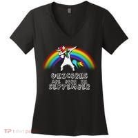 Unicorns Are Born In September Birthday Women's V-Neck T-Shirt thumb 0