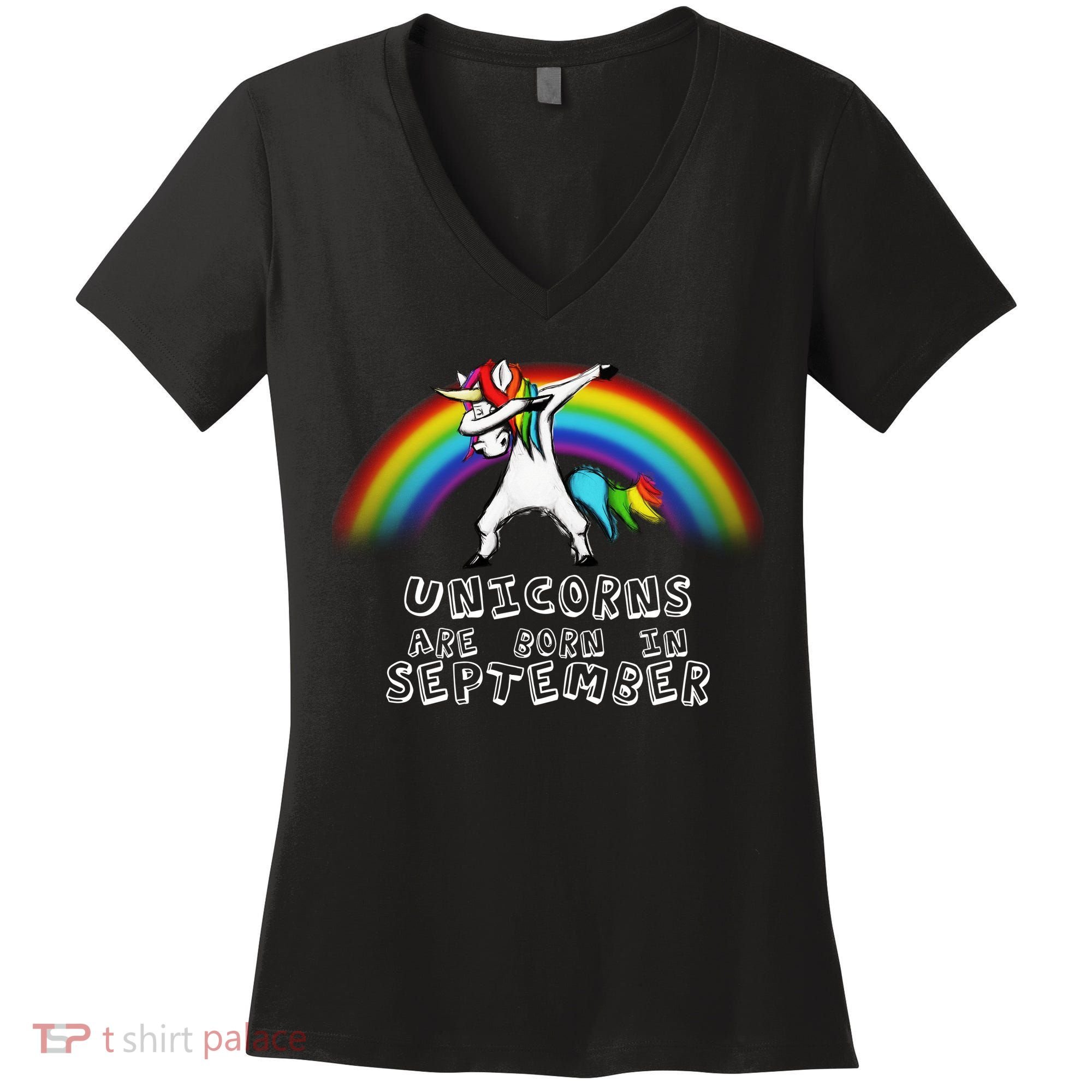 Unicorns Are Born In September Birthday Women's V-Neck T-Shirt