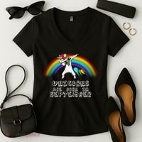 Unicorns Are Born In September Birthday Women's V-Neck T-Shirt thumb 2