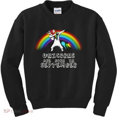 Unicorns Are Born In September Birthday Kids Sweatshirt
