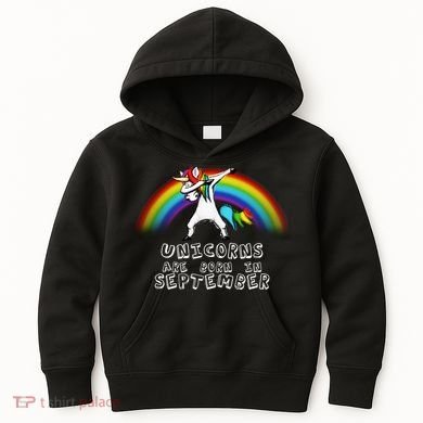 Unicorns Are Born In September Birthday Kids Hoodie
