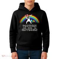 Unicorns Are Born In September Birthday Kids Hoodie thumb 4