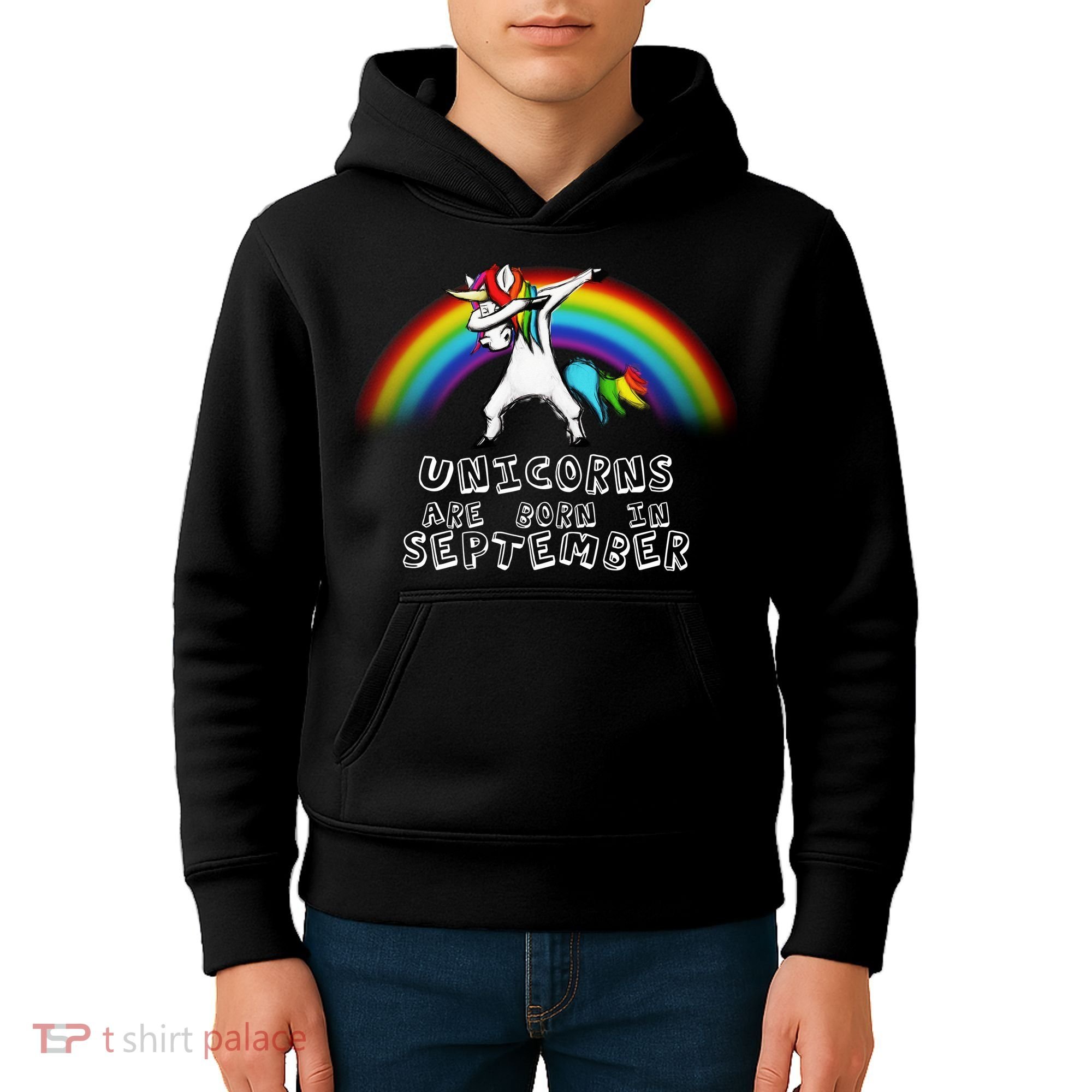 Unicorns Are Born In September Birthday Kids Hoodie