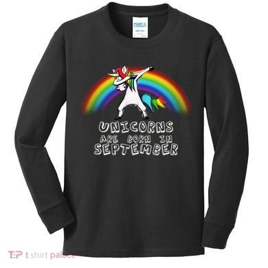 Unicorns Are Born In September Birthday Kids Long Sleeve Shirt
