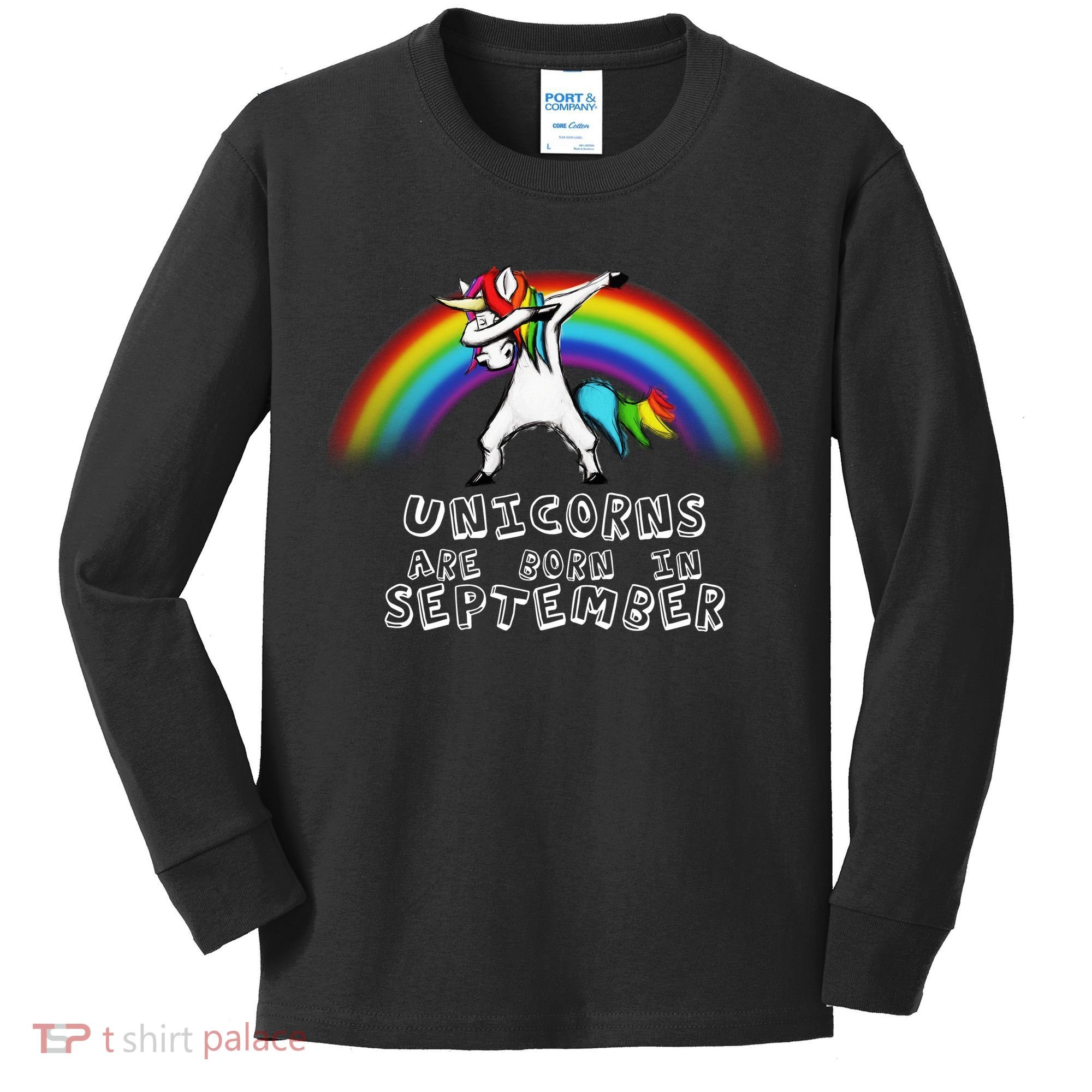 Unicorns Are Born In September Birthday Kids Long Sleeve Shirt