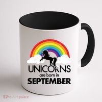 Unicorns Are Born In September Rainbow Retro Coffee Mug thumb 1
