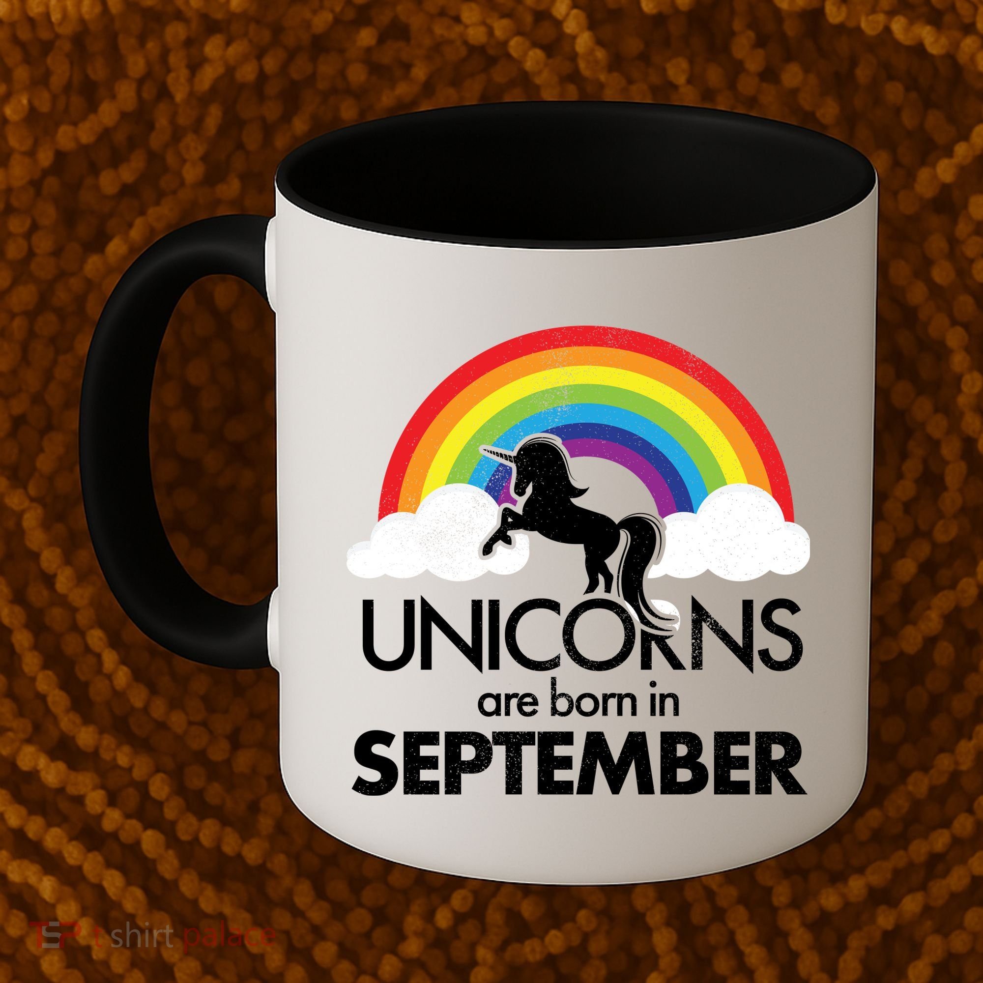 Unicorns Are Born In September Rainbow Retro Coffee Mug