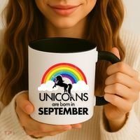 Unicorns Are Born In September Rainbow Retro Coffee Mug thumb 3