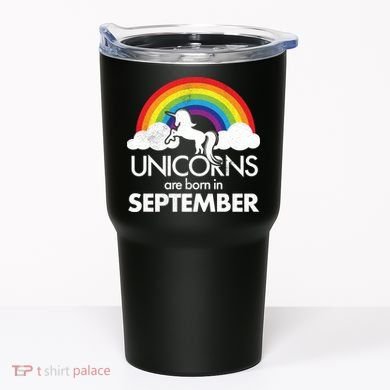Unicorns Are Born In September Rainbow Retro Tumbler