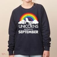 Unicorns Are Born In September Rainbow Retro Women's Sweatshirt thumb 0