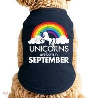 Unicorns Are Born In September Rainbow Retro Doggie Tank thumb 0