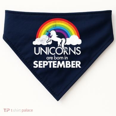 Unicorns Are Born In September Rainbow Retro USA-Made Doggie Bandana