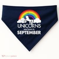 Unicorns Are Born In September Rainbow Retro USA-Made Doggie Bandana thumb 0