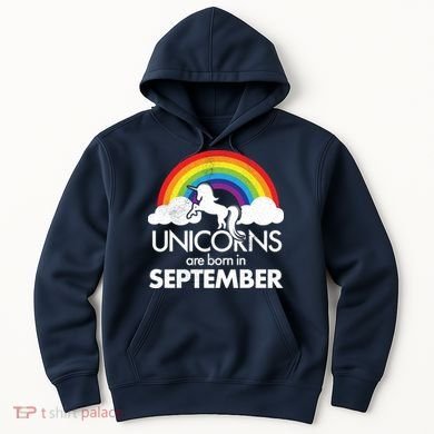 Unicorns Are Born In September Rainbow Retro Hoodie