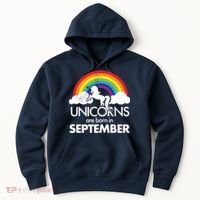 Unicorns Are Born In September Rainbow Retro Hoodie thumb 0