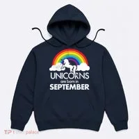 Unicorns Are Born In September Rainbow Retro Hoodie thumb 0