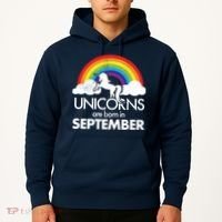 Unicorns Are Born In September Rainbow Retro Hoodie thumb 2