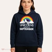 Unicorns Are Born In September Rainbow Retro Hoodie thumb 5