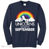 Unicorns Are Born In September Rainbow Retro Sweatshirt thumb 0