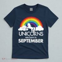 Unicorns Are Born In September Rainbow Retro T-Shirt thumb 5