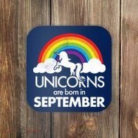 Unicorns Are Born In September Rainbow Retro Coaster thumb 0