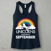 Unicorns Are Born In September Rainbow Retro Women's Tank Top thumb 3