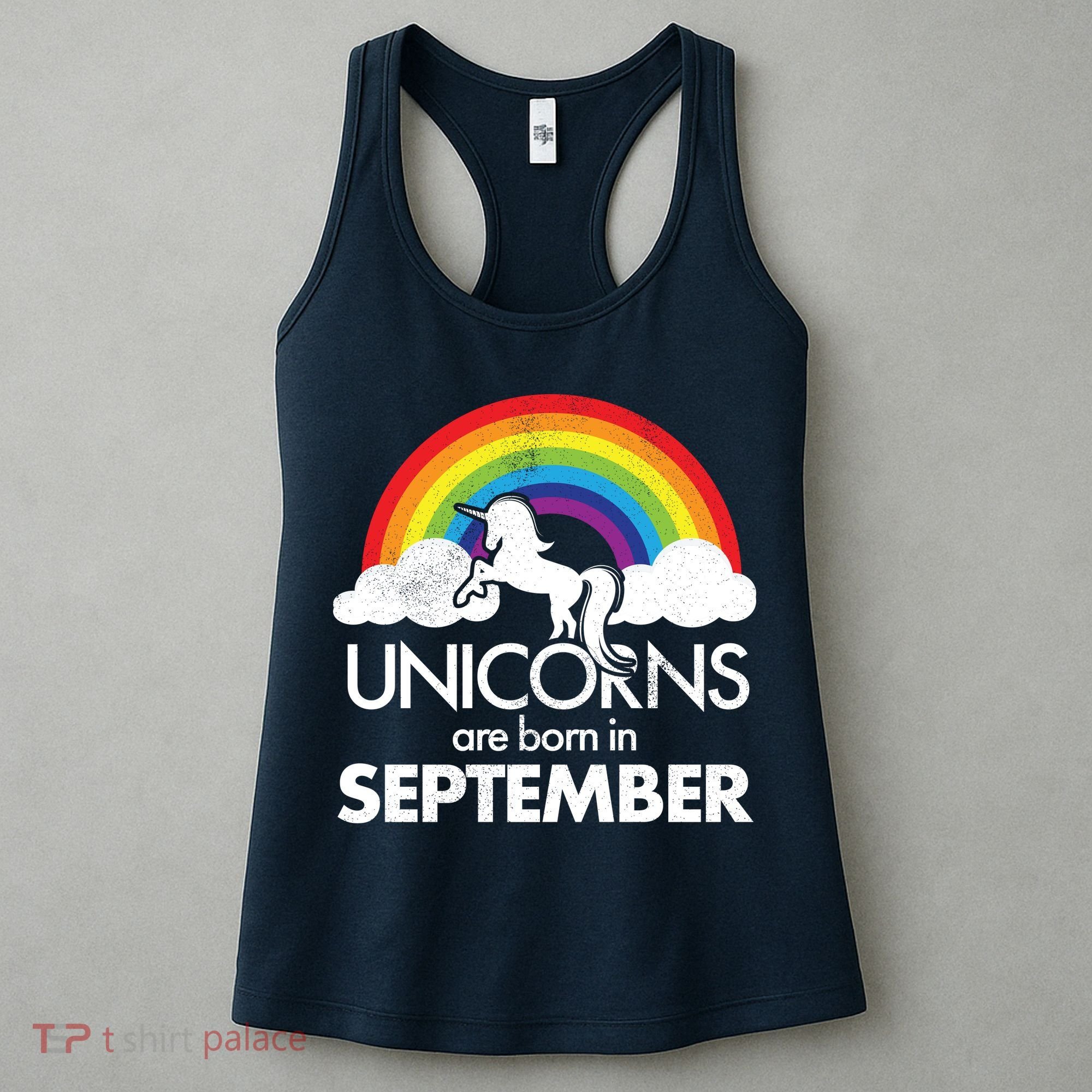 Unicorns Are Born In September Rainbow Retro Women's Tank Top