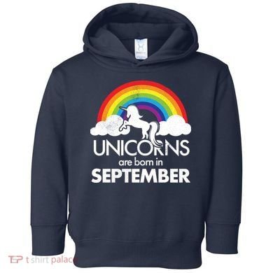 Unicorns Are Born In September Rainbow Retro Toddler Hoodie