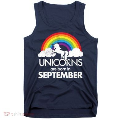 Unicorns Are Born In September Rainbow Retro Tank Top