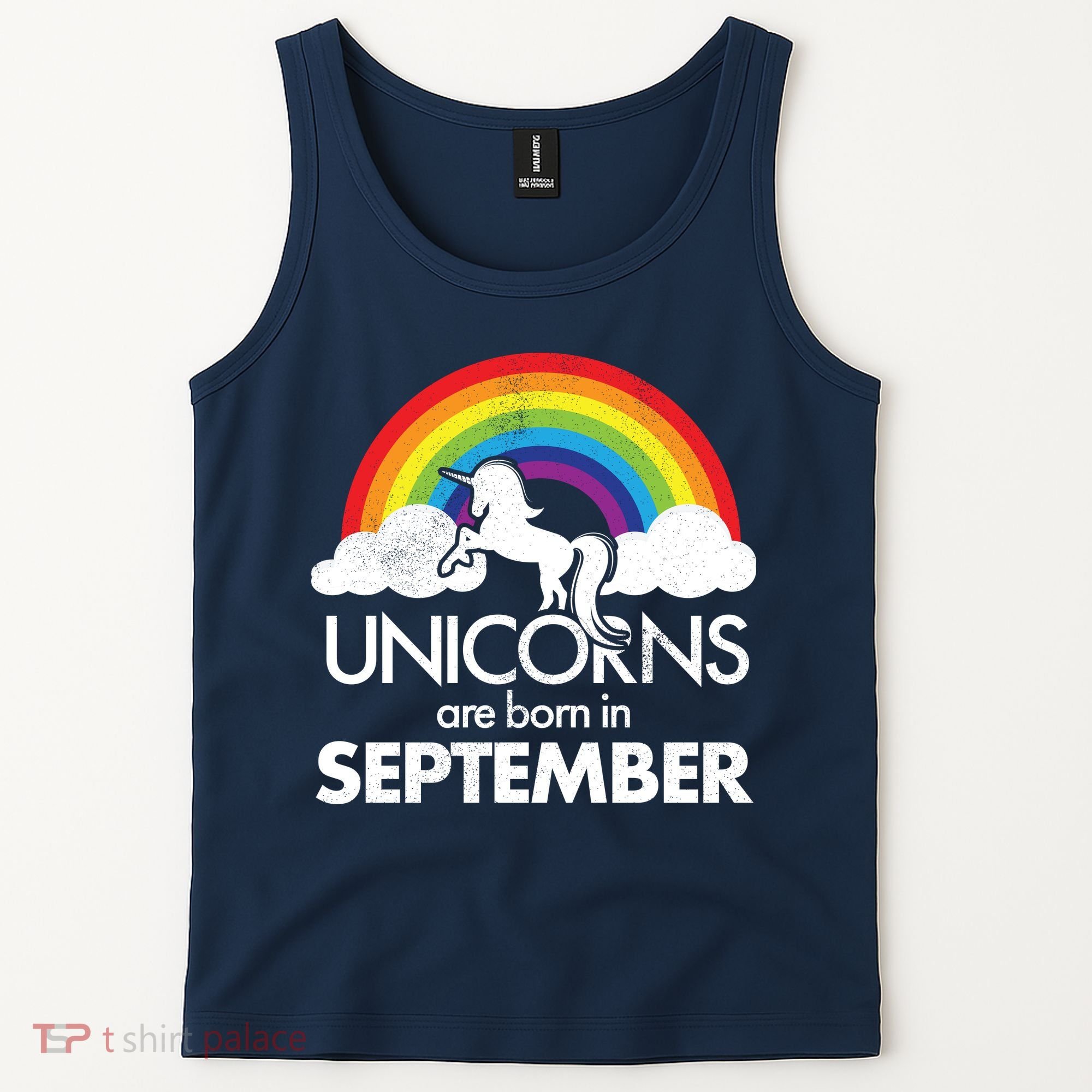 Unicorns Are Born In September Rainbow Retro Tank Top
