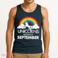 Unicorns Are Born In September Rainbow Retro Tank Top thumb 3