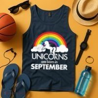 Unicorns Are Born In September Rainbow Retro Tank Top thumb 4