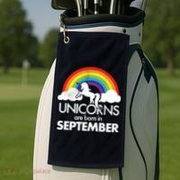 Unicorns Are Born In September Rainbow Retro Golf Towel thumb 2