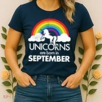 Unicorns Are Born In September Rainbow Retro Women's T-Shirt thumb 2