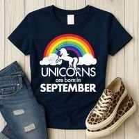 Unicorns Are Born In September Rainbow Retro Women's T-Shirt thumb 3