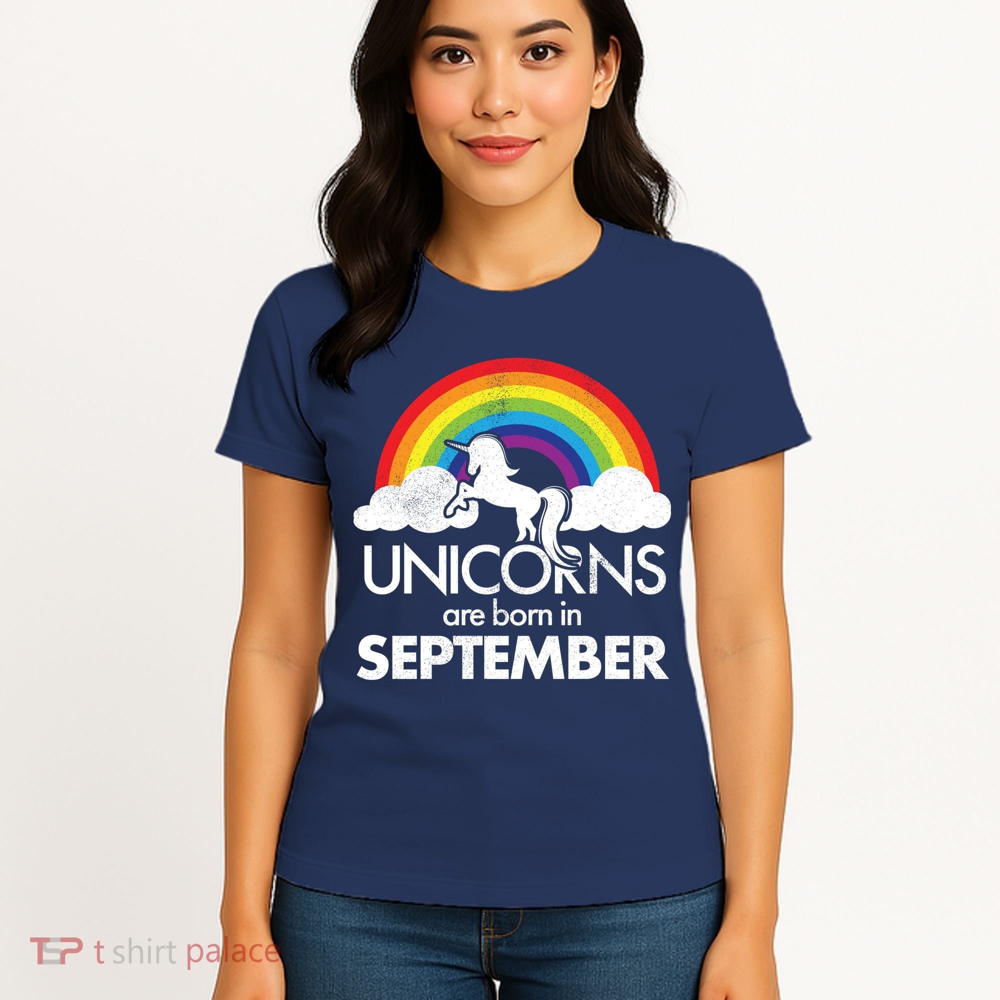 Unicorns Are Born In September Rainbow Retro Women's T-Shirt