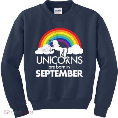 Unicorns Are Born In September Rainbow Retro Kids Sweatshirt